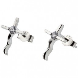 Silber Kreuz Ohrstecker 925 Silber