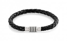 Boccia 0347-0821 Schwarz lederarmband, geflochtet"
