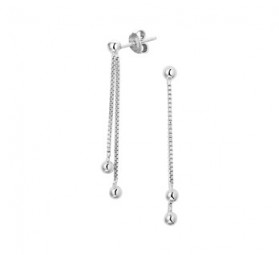 Ohrhänger lang Ohrringe mit Kügelchen 925 Silber rhodiniert