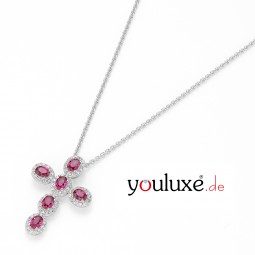 Klassischer 925 Sterling Silber kreuz Damen - Anhänger + Kette mit Zirkonia