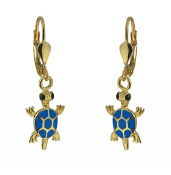 Kinder Ohrhänger Brisur, 585 Gold, Schildkröte