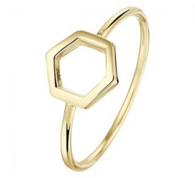 Sechseckige 585 Gelbgold Ring Geometrischer Ring