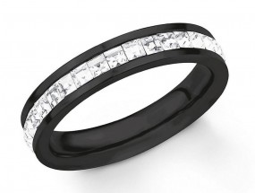 S.Oliver Edelstahl Ring IP Schwarz mit Swarovski Elements