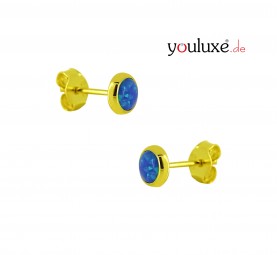 Gold (14 Karat) Ohrschmuck im Ohrstecker-Stil aus Gelbgold mit Opal