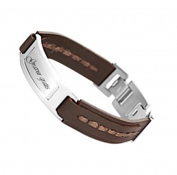 Herren armband mit Edelstahl Gravurplatte