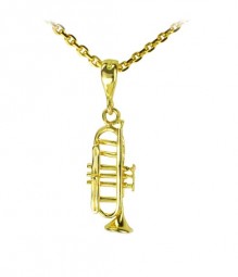 Trompete Anhänger, für Halskette 585 Gelbgold