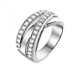 Breiter Damenring aus 925er Silber mit Zirkonia