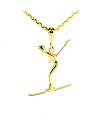 Skifahrer-Anhänger Gold 585