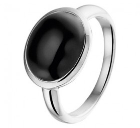 Ring aus echtem Onyx schwarz Gewölbt Oval Onyxring