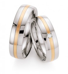 Steel & Gold Brilliant Ringpaar aus Edelstahl & 585 Gold 88/01370