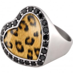 Leopard Heart Inlay Ring - Stahl 316L