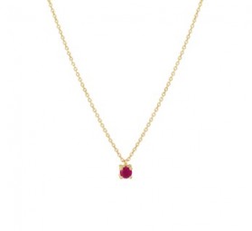 Anhänger mit Kette Gold 585 Gelbgold 14K Damen Solitär Echt Rubin 40 - 44cm