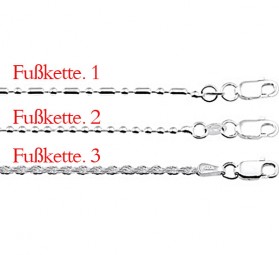 Damen Fußkette Echt Silber 925/000
