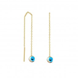 Lange_Kettenohrring_Blaues Auge_585 Gold
