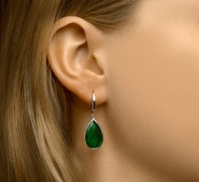 Smaragd Oval grün 925 Silber Ohrringe