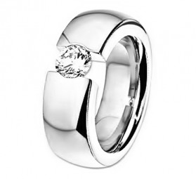 Damenring Spannring aus Edelstahl mit Stein