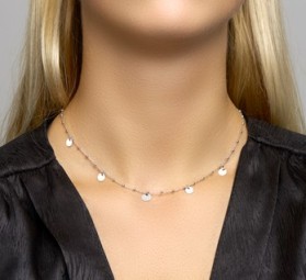 Damen Halskette Plättchen Kreise Silber 925 rhodiniert 44 cm