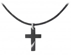 Kettenanhänger Kreuz Edelstahk Unisex in schwarz