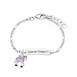 Prinzessin Lillifee Kinder-Armband Identarmband mit Einhorn 12+2 cm längenverstellbar 925 Silber
