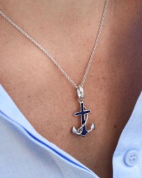 Anker Anhänger Silber 925 mit blau Kaltemaille