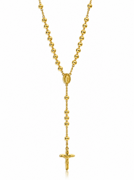 Rosenkranz Kette mit Amulett & Kreuz aus 585 Gold gelb