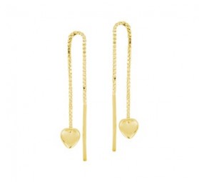 Durchzieher lange Ohrhänger mit Herz aus 925 Silber Gelbgold plattiert Ohrschmuck für Damen