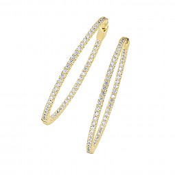 Damen Klappcreolen Groß Ohrringe mit Zirkonia 925 Silber, Gelbgoldplattiert