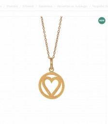 Damen Echtschmuck Halskette Kette Anhänger Herz Sterling Silber 925 Vergoldet