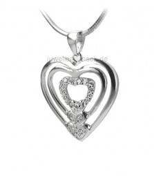 Damen Anhänger Herz 925 Silber rhodiniert mit Zirkonia