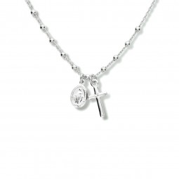 Collier-Anhänger, Heilige Mutter Maria mit 925 Kreuz