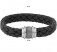 Herren Armband ECHT LEDER geflochten schwarz 316 L Edelstahl mit Magnet