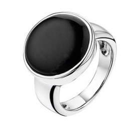 Ring aus echtem Onyx schwarz glatt rund Onyxring