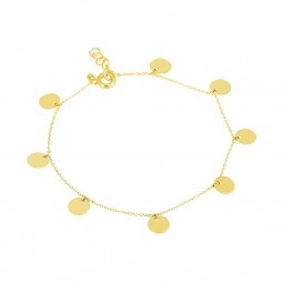 Plättchen Armband aus 585 Gold für Frauen mit verstellbarer Länge
