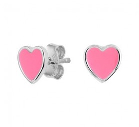 Kinder Stecker Ohrstecker Ohrschmuck, Herz pink, echtes 925 Silber rhodiniert