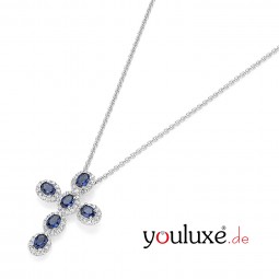 Klassischer 925 Sterling Silber kreuz Damen - Anhänger + Kette mit Zirkonia