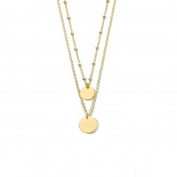 Gliederkette mit 2 Kreis Plättchen 925 Silber Goldplattiert