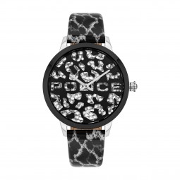 Police Damen Armbanduhr Kristallen Lederband PL16028MSTB.02