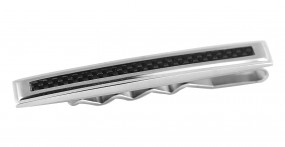 Krawattenklammer Krawattenhalter Edelstahl teilmattiert mit Carbon-Einlage