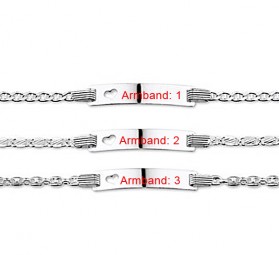 Identitätsarmband mit Gravurplatte und Herz 925 Silber