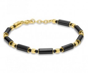 Police Herenarmband Gold schwarzer Onyx PEAGB0037302