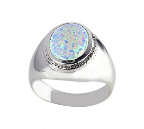 Opal Ring Oval Gold (Weißgold 585)