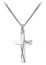 Kreuz Anhänger aus Silber 925. Die Oberfläche vorne ist hochglänzend poliert, mattiert.