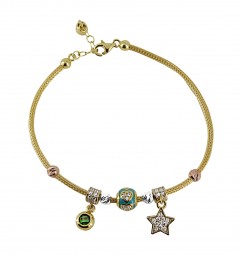 Bettelarmband mit Charms Beads Gold 585