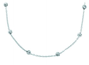 Damen 585 Collier kette weißgold – Ankerkette mit diamantierten Kugeln