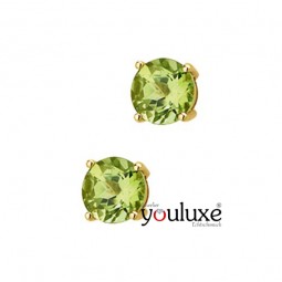 Ohrstecker Stecker mit Peridot grün 6mm & 585 Gold Gelbgold