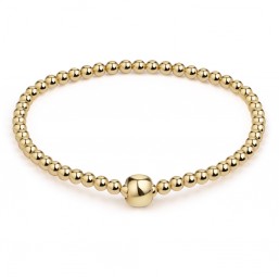 Damen Kugelarmband Ø 3mm elastisch 18cm Silber 925/000 vergoldet