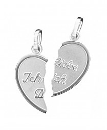 Silber 925 Anhänger-Paar geteiltes Herz