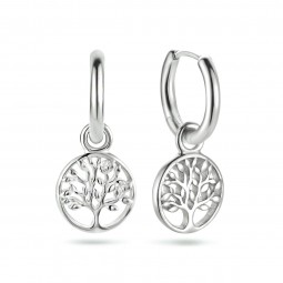Damen Klappcreolen Sterlingsilber mit Lebensbaum Einhänger Damen Ohrringe