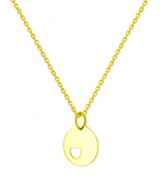 Damen Anhänger mit ausgestanzter Herz Gravurplatte rund 585 Gold