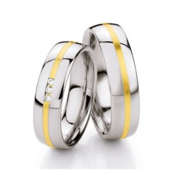 Trauringe aus Edelstahl mit 585 Gold mit Brillant